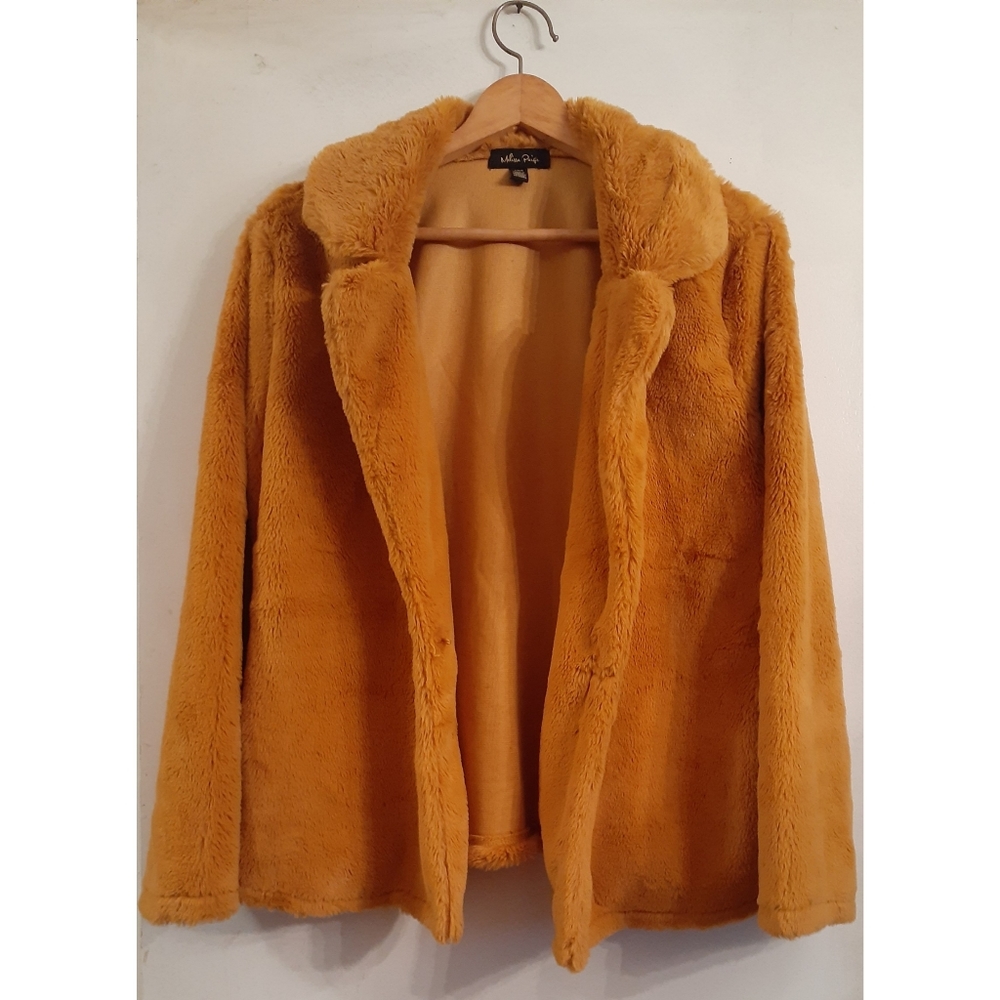 |Melissa Paige Faux Fur Notch Collar Coat|